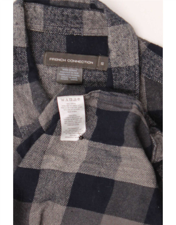 French Connection Cămașă de flanel pentru bărbați Mic, bleumarin, bumbac vichy