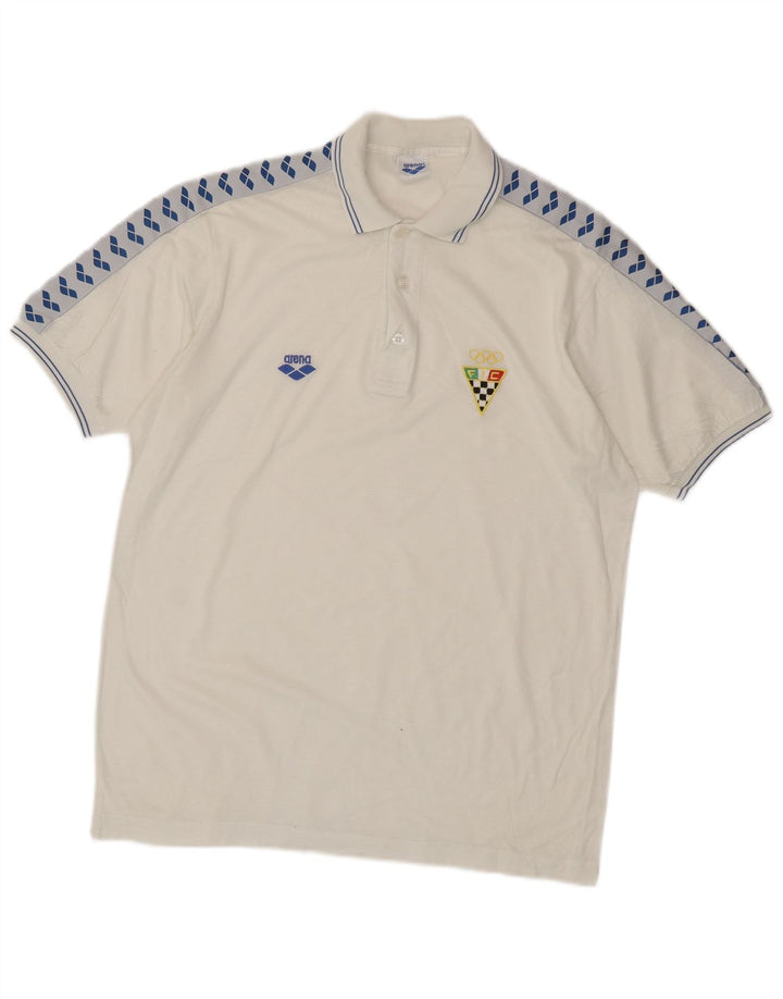 Tricou polo grafic pentru bărbați Arena, alb mediu