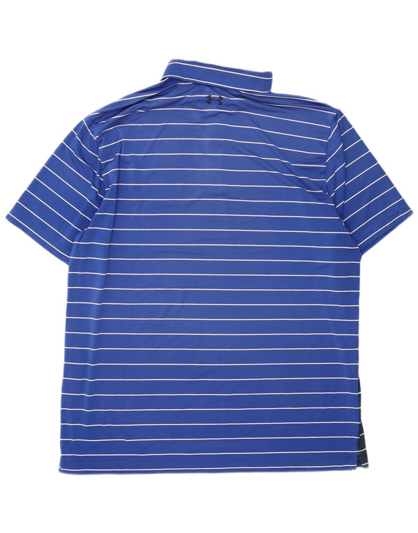 Tricou polo Under Armour pentru bărbați Heat Gear 2XL, poliester cu dungi bleumarin