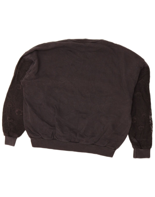 Desigual Pulover supradimensionat pentru femei UK 10 mic bumbac floral negru