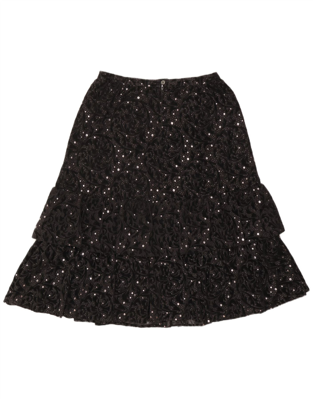 Fusta cu etaje vintage pentru femei IT 44 Medium W30 Poliamidă Paisley neagră