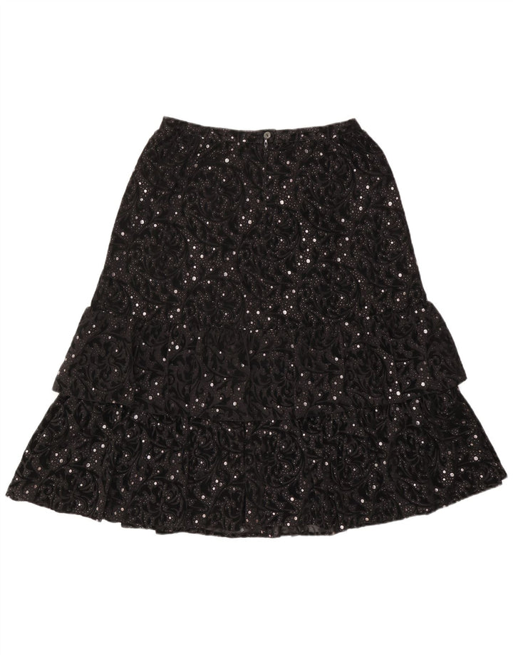 Fusta cu etaje vintage pentru femei IT 44 Medium W30 Poliamidă Paisley neagră