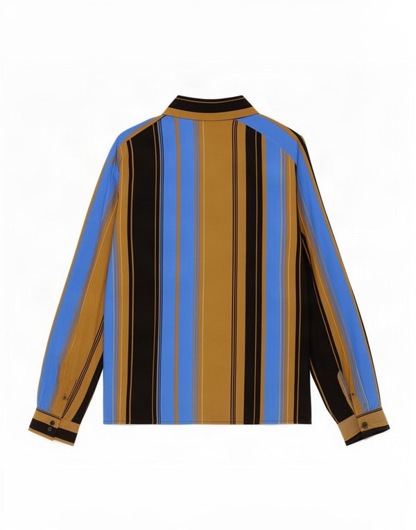 Bluză cămașă vintage pentru femei UK 20 2XL Viscoză cu dungi albastre