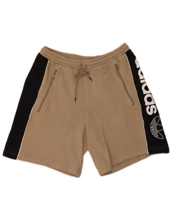 Pantaloni scurți sport grafic Adidas pentru bărbați, bumbac color-bloch, bej mediu