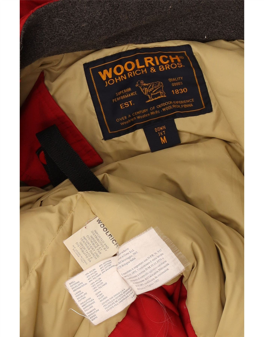Jachetă căptușită cu glugă Woolrich pentru femei UK 14 Medium Red Nylon