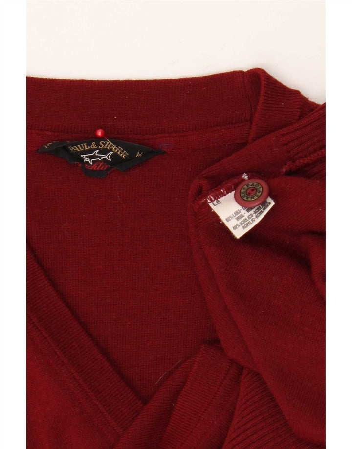 Pulover cardigan fără mâneci pentru bărbați Paul & Shark, lână burgundă medie