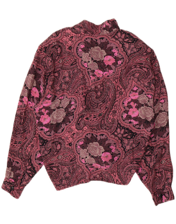 Bluză cămașă supradimensionată pentru femei VINTAGE UK 14 mare, roz, viscoză florală