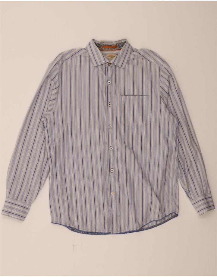 TOMMY BAHAMA Mens Shirt Medium Blue Striped Cotton Vintage Tommy Bahama and Second-Hand Tommy Bahama from Messina Hembry 