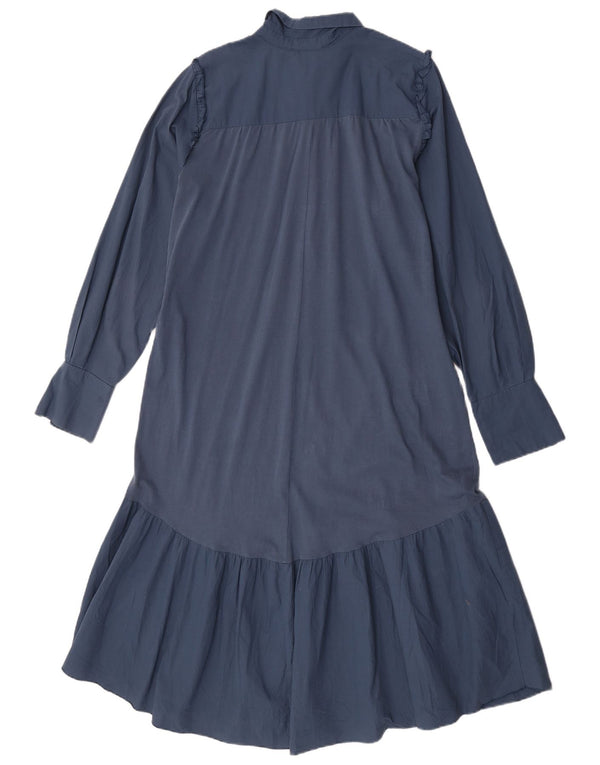 Rochie cămașă cu mânecă lungă pentru femei Zara UK 16 mare bumbac bleumarin