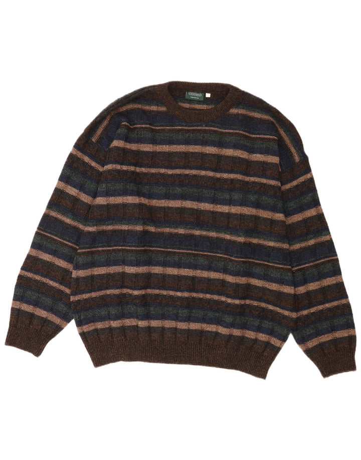 Pulover pentru bărbați Canda cu decolteu triplu, XL, maro, cu dungi acrilice