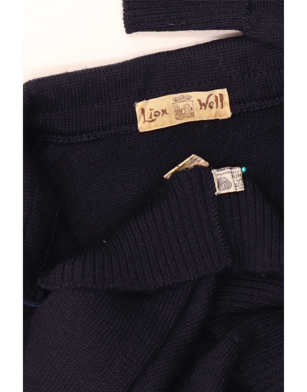 Cardigan Vintage pentru bărbați cu fermoar complet, lână mare, albastru