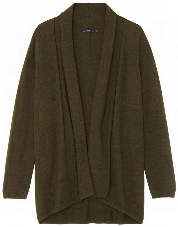 Zara Pulover cardigan deschis pentru femei UK 14 mare, verde