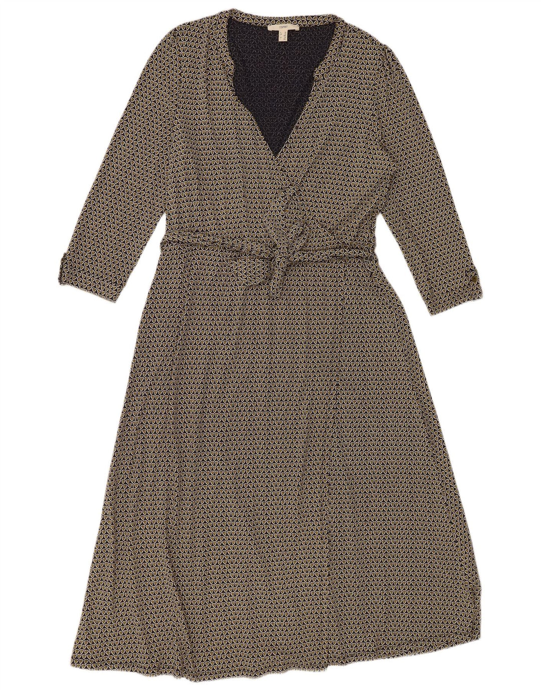 ESPRIT rochie maxi cu mâneci 3/4 pentru femei UK 18 XL bleumarin din viscoză geometrică