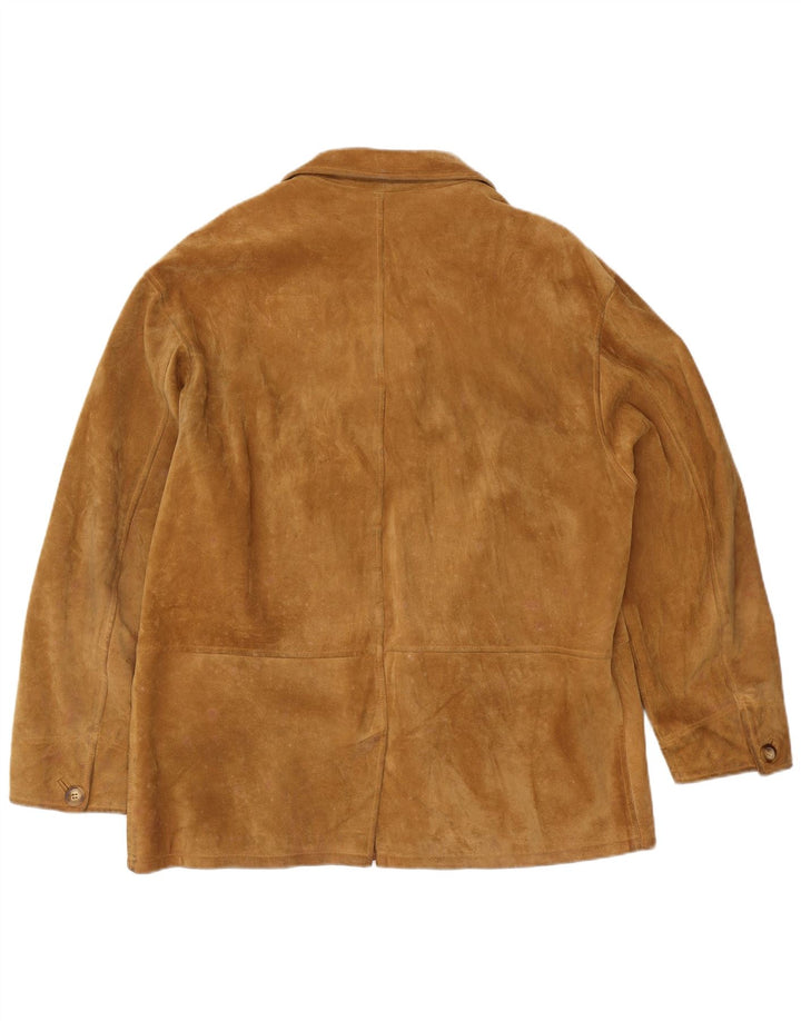 Jachetă vintage pentru bărbați din piele intoarsa cu 4 nasturi IT 56 3XL Bej