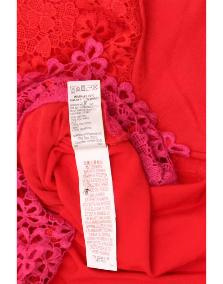 Bluză din dantelă pentru femei Marks & Spencer UK 12 Poliester Floral Roșu Mediu