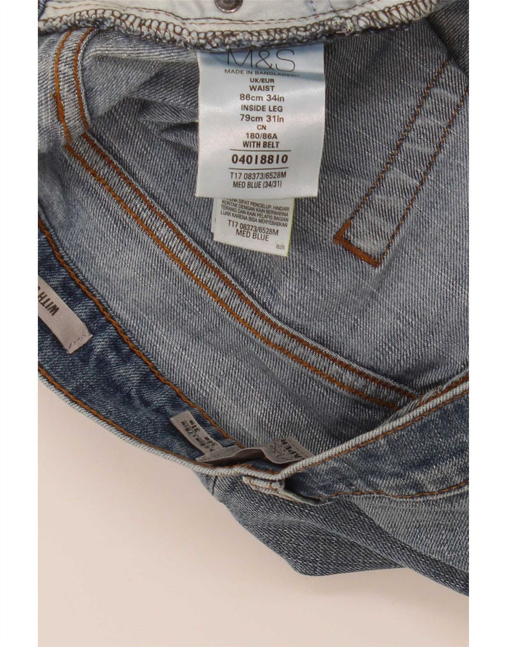 Blugi conici pentru bărbați Marks & Spencer W34 L31 Bumbac albastru