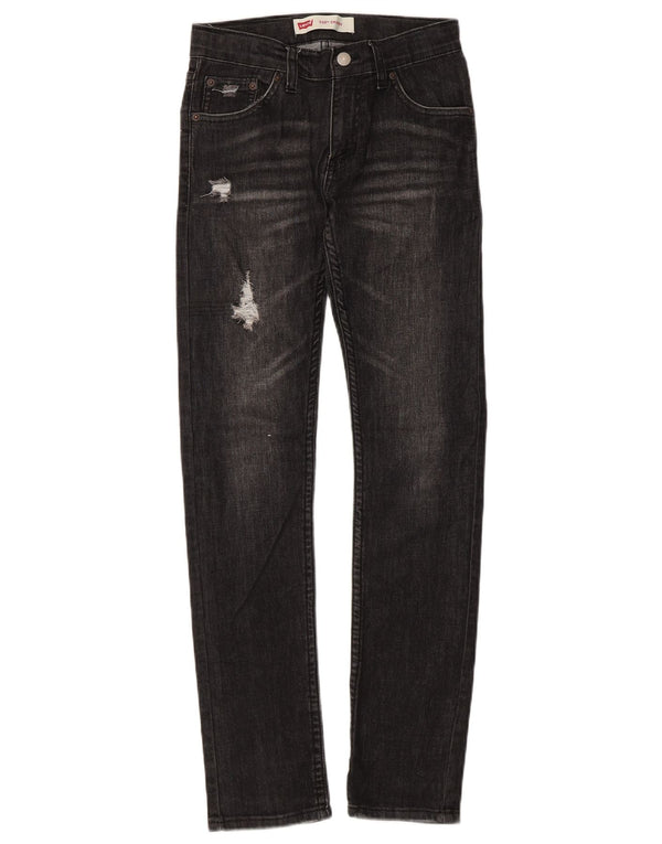 Levi's Boys 510 blugi skinny distressed 11-12 ani W28 L29 bumbac negru