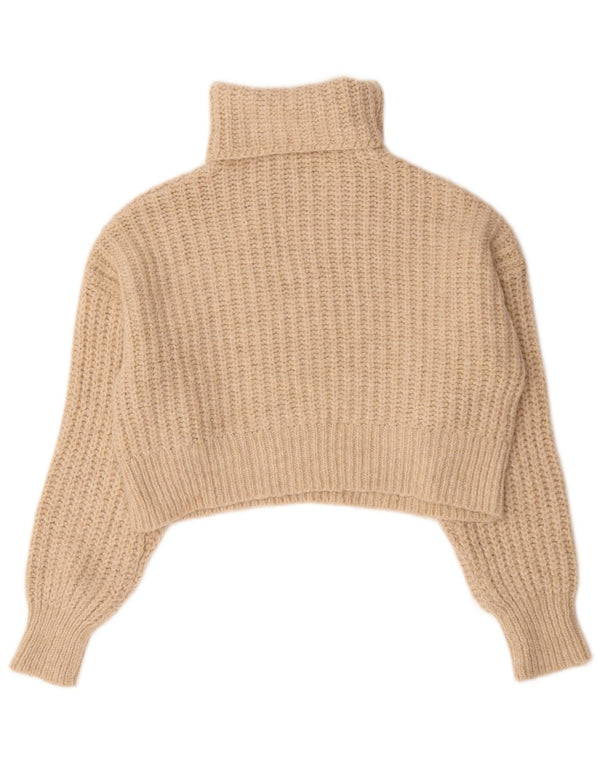 Pulover de damă Zara Crop supradimensionat cu gât rulat, UK 10 Mic Bej