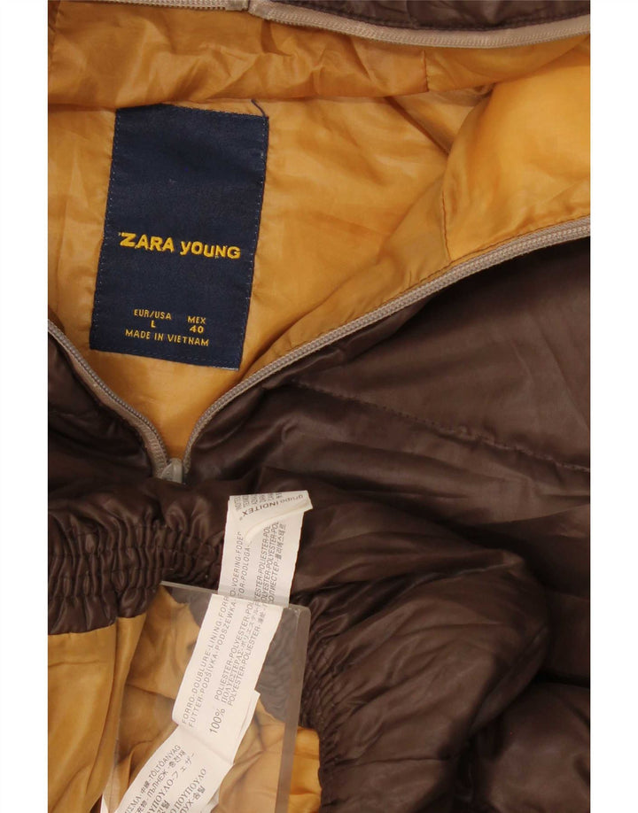 Gilet căptușit cu glugă pentru băieți Zara 13-14 ani Poliester maro mare