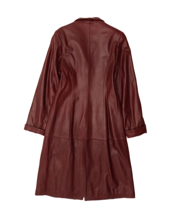 Palton din piele vintage pentru femei UK 20 2XL din piele burgundă
