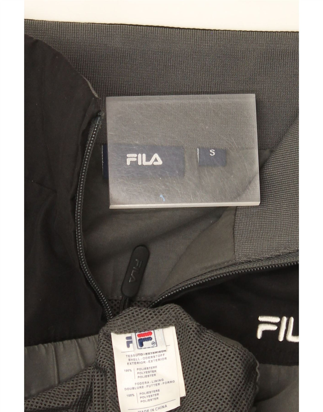 Jachetă de trening Fila pentru bărbați, gri mic, poliester color bloc