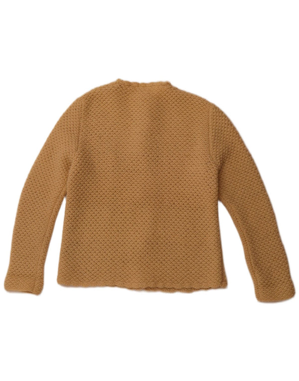 Pulover cardigan pentru femei VINTAGE UK 12 Medium Beige Lambswool