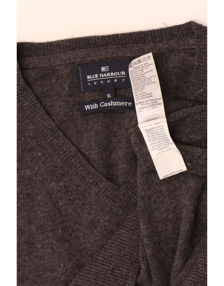 Marks & Spencer Pulover cu decolteu în V Blue Harbour pentru bărbați, XL, lână gri