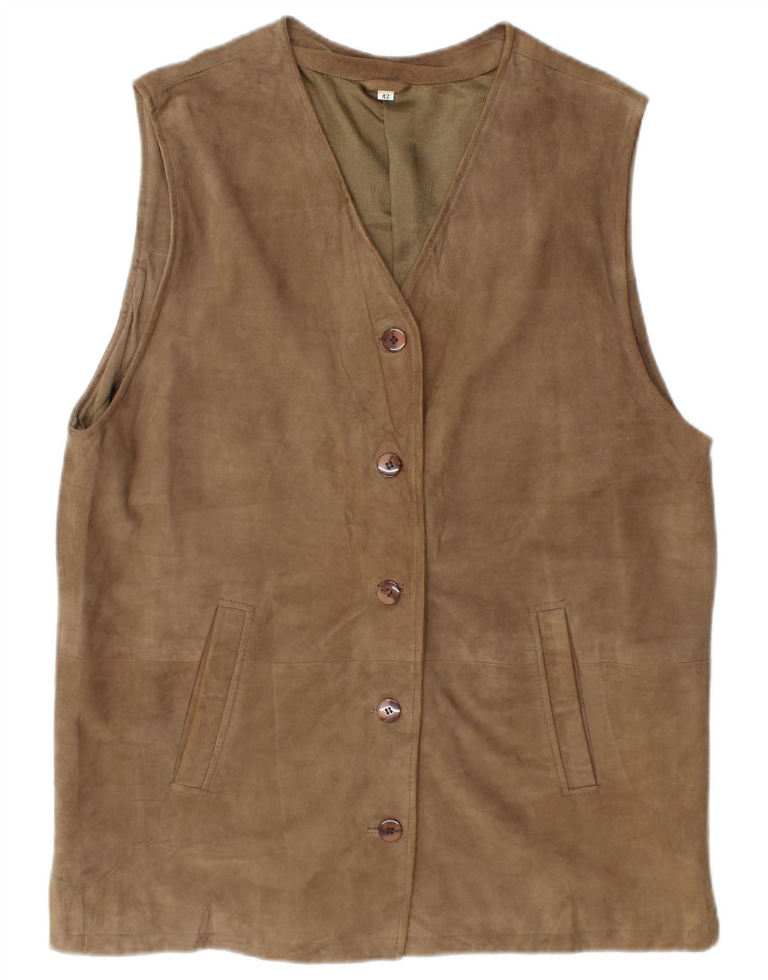 Gilet de damă vintage din piele intoarsa EU 42 mare maro din piele