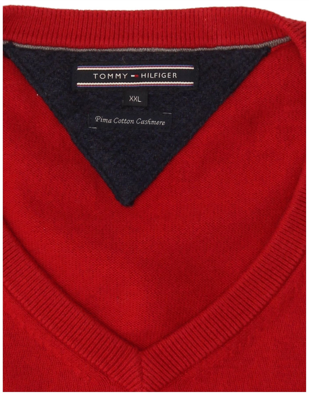 Pulover cu decolteu în V Tommy Hilfiger pentru bărbați, bumbac roșu 2XL