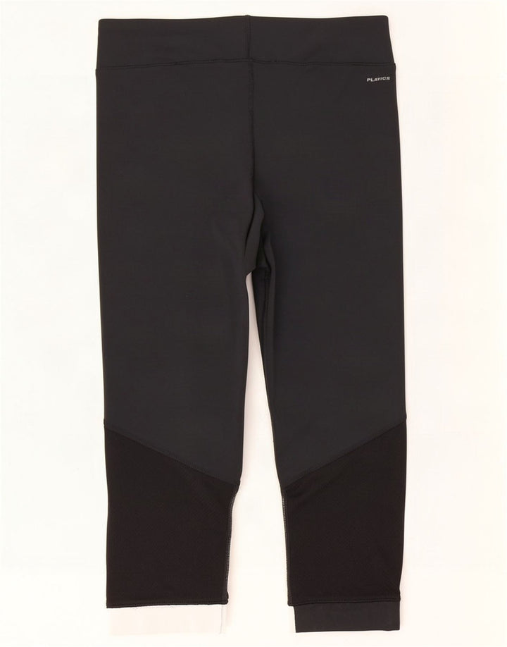Leggings Capri Reebok pentru femei Marea Britanie 12/14 Medium Black Colorblock Poliester