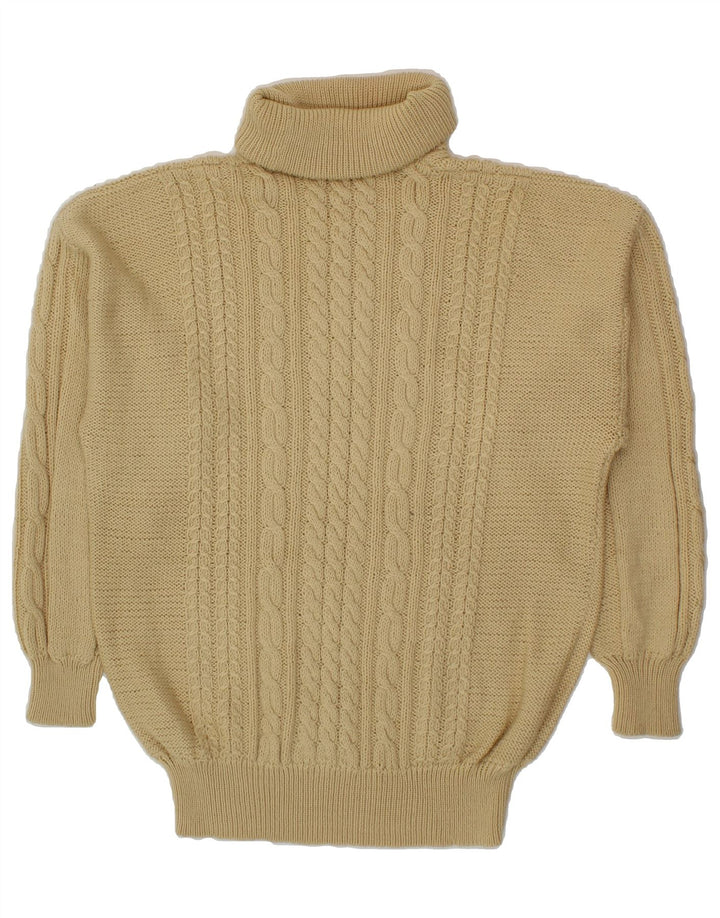 VINTAGE Womens Roll Neck Jumper Sweater UK 16 Large Beige Vintage Vintage and Second-Hand Vintage from Messina Hembry 