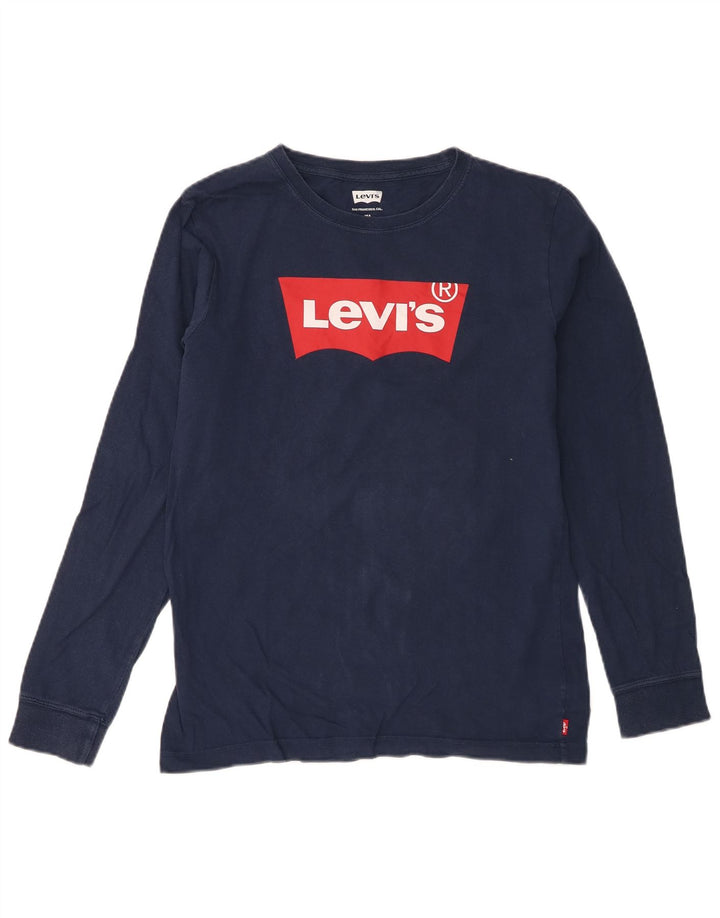 Bluză cu grafică Levi's pentru băieți, cu mânecă lungă, 15-16 ani, bumbac, albastru bleumarin