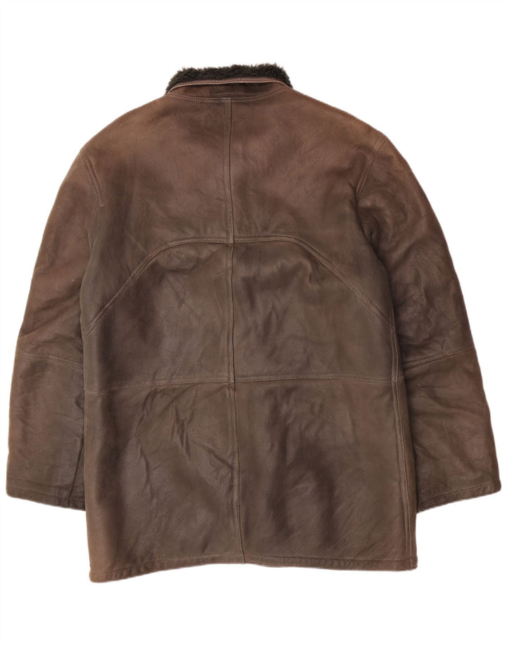 Jachetă vintage pentru bărbați din shearling UK 40 mare maro