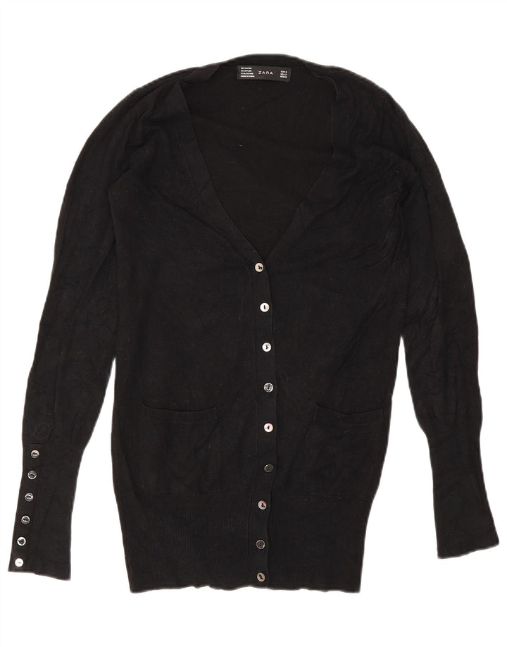 Pulover cardigan pentru femei Zara UK 10 mic, negru, raion