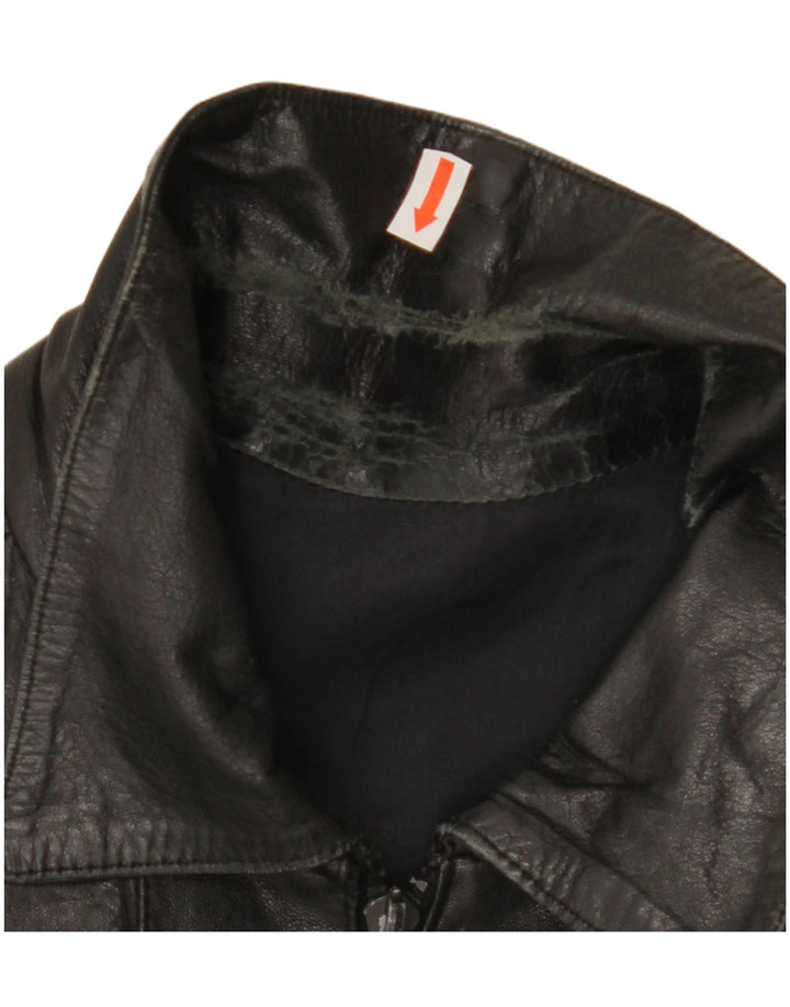 Jachetă de piele vintage pentru femei IT 44 Medium Black