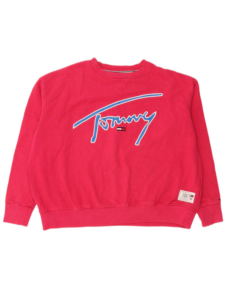 Pulover pentru damă Tommy Hilfiger, cu grafic supradimensionat, roz mediu, UK 14