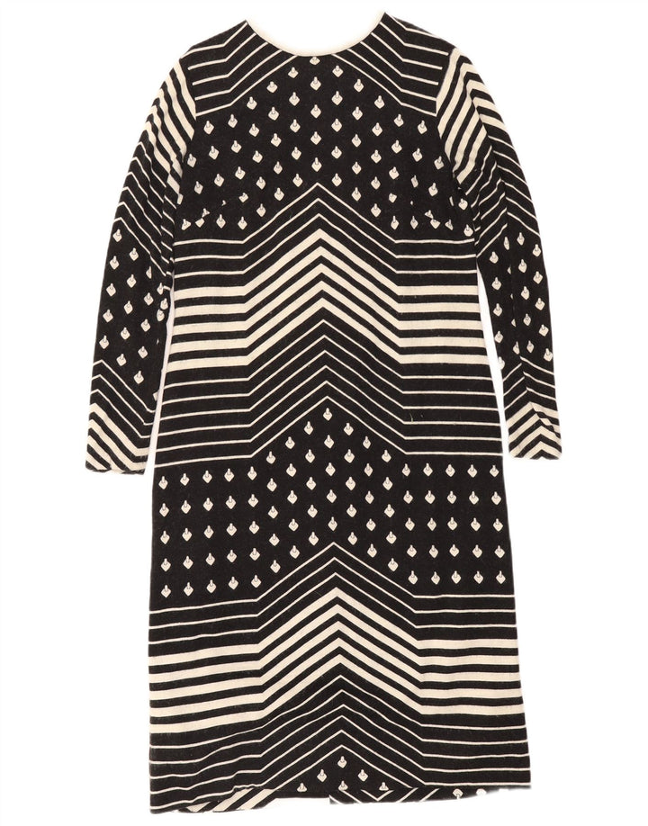 Rochie schimbătoare cu mânecă lungă vintage pentru femei UK 12 Medium Black Geometric