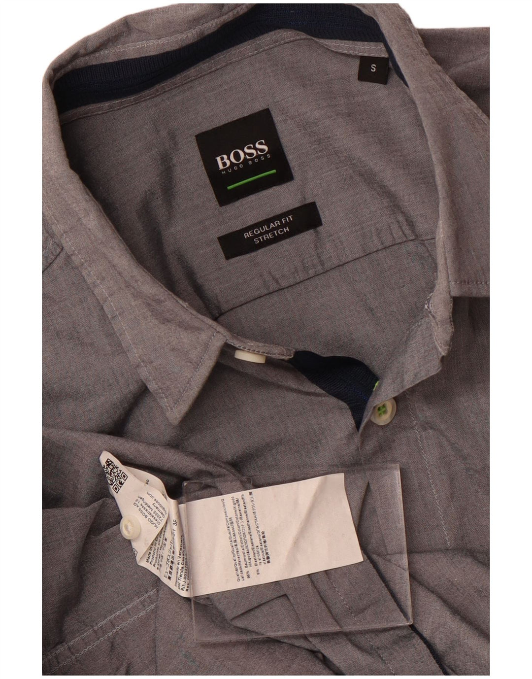 Cămașă pentru bărbați Hugo Boss Regular Fit, bumbac gri mic