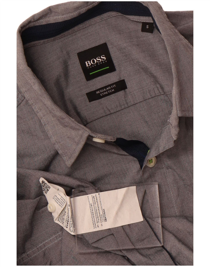 Cămașă pentru bărbați Hugo Boss Regular Fit, bumbac gri mic