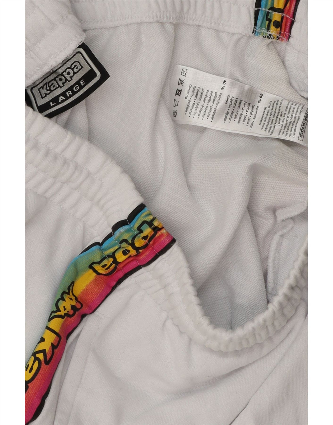 KAPPA Mens Graphic Sport Shorts Large  White Cotton