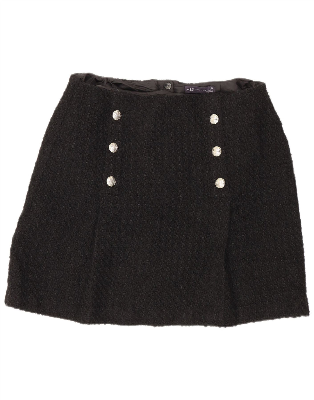 Fusta mini pentru femei Marks & Spencer UK 14 Medium W32 Acrilic negru