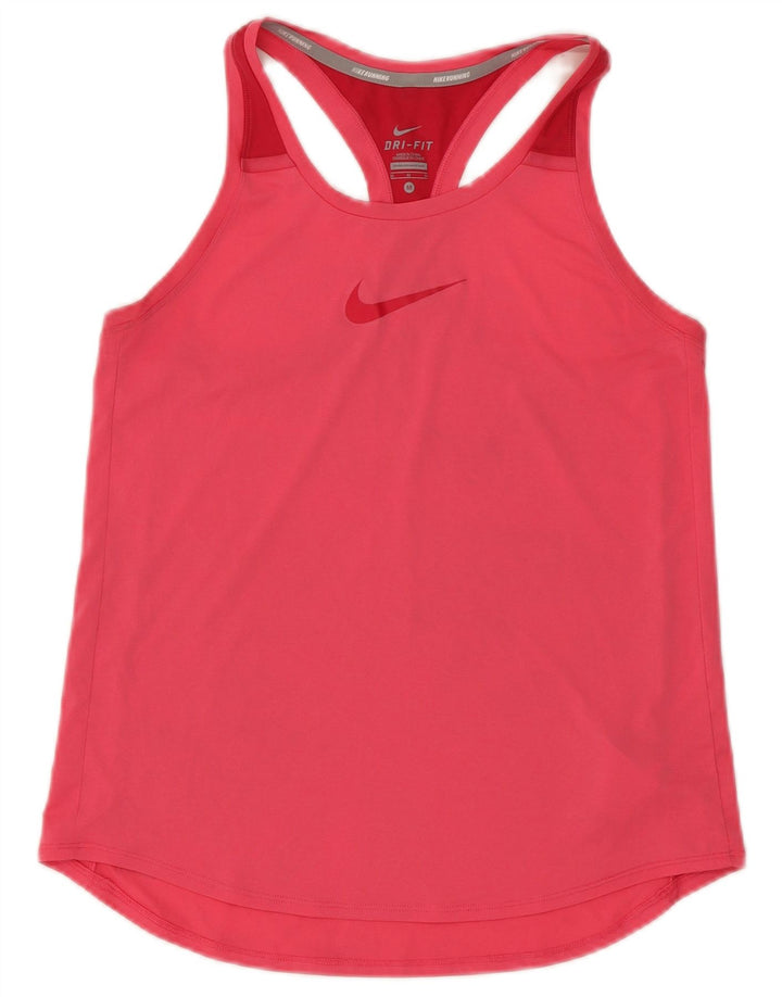 Top cu vestă grafică Nike Dri Fit pentru femei UK 12 Poliester roz mediu