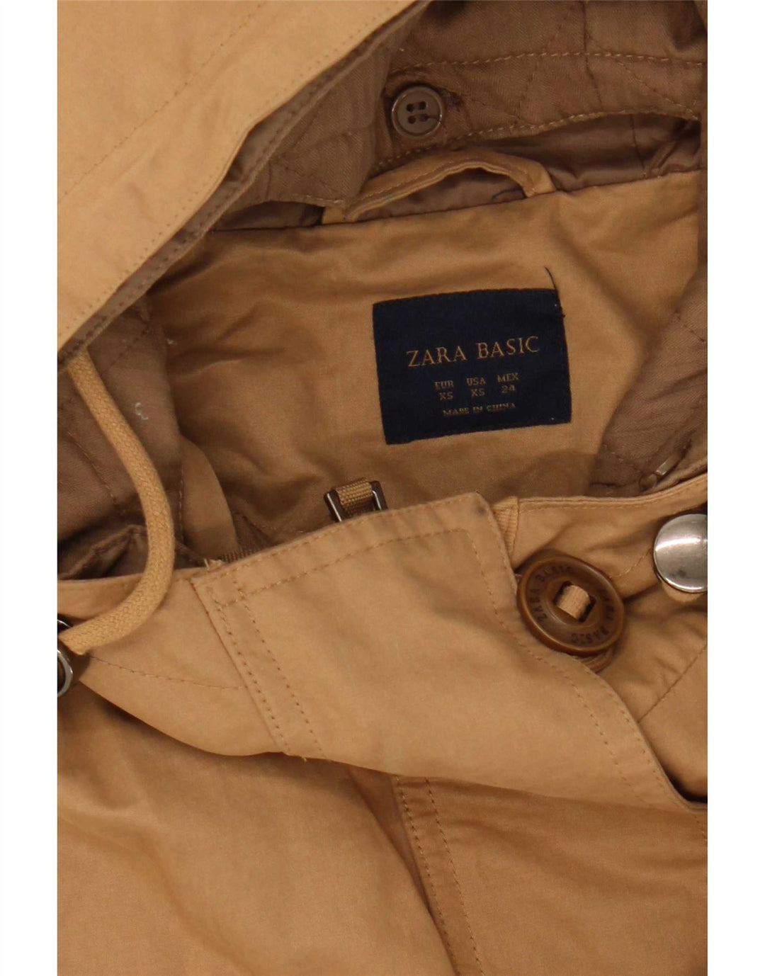 Jachetă parka cu glugă pentru femei Zara UK 6 XS poliester bej