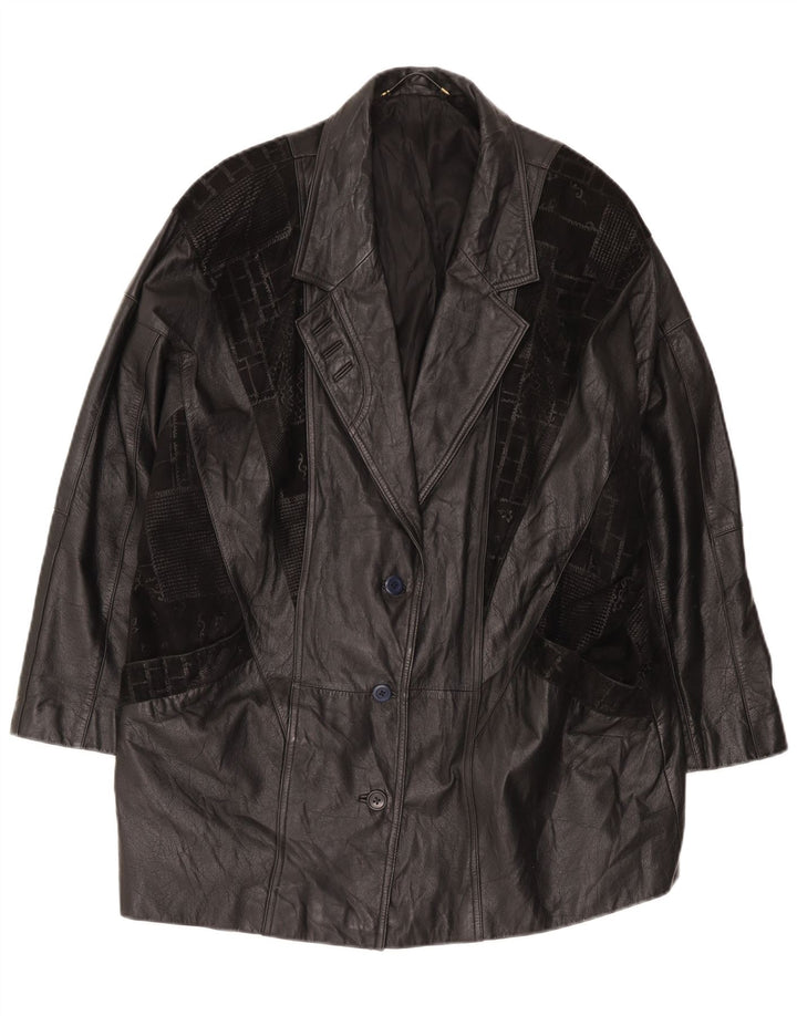 Palton supradimensionat din piele pentru bărbați Canda UK 18 XL negru