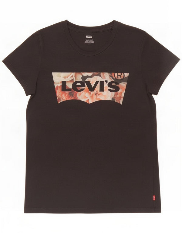 Levi's Womens Graphic T-Shirt Top UK 10 Small Black Cotton