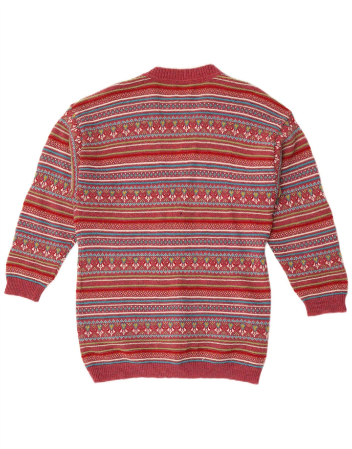 Pulover cardigan pentru femei Stefanel UK 14 Medium Red Fair Isle Lână