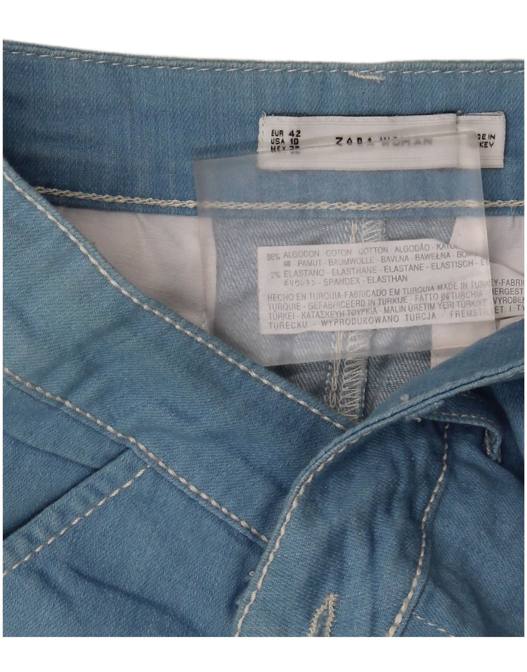 Fusta Denim Zara Femei EU 42 Mare W32 Bumbac Albastru