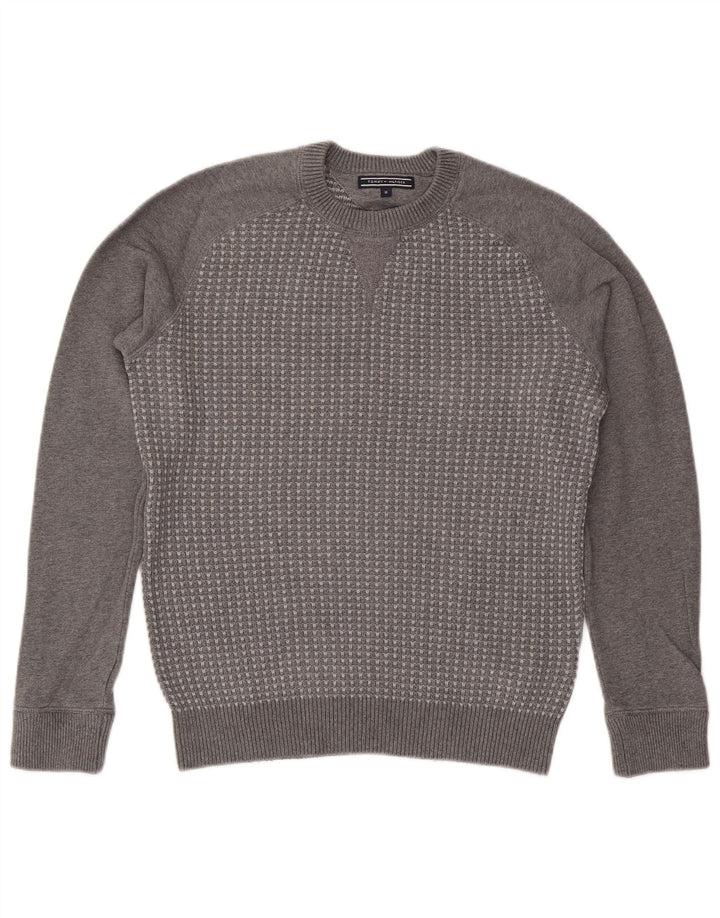 Pulover Tommy Hilfiger pentru bărbați, cu gât crew, bumbac geometric, gri mediu