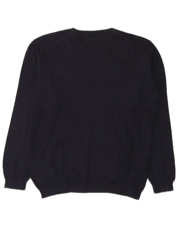 Pulover Massimo Dutti pentru bărbați cu gât crew pulover XL bumbac bleumarin