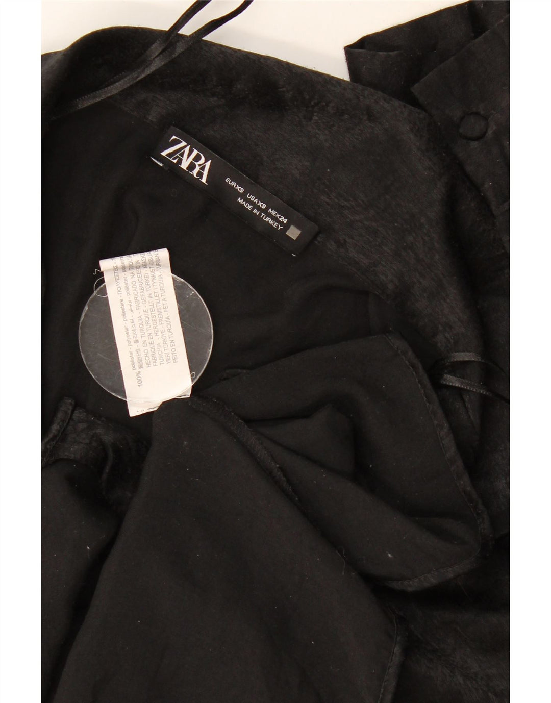 Bluză cămașă supradimensionată pentru femei Zara UK 6 XS Poliester negru